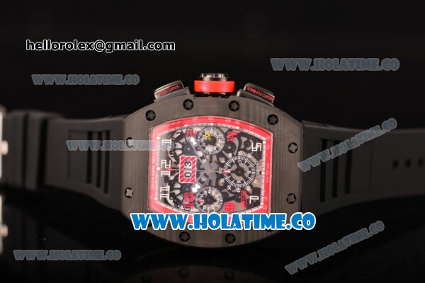 Richard Mille RM 011 Felipe Massa Flyback Chronograph Swiss Valjoux 7750 Automatic Carbon Fiber Case with Skeleton Dial and Red Inner Bezel - 1:1 Original - Click Image to Close